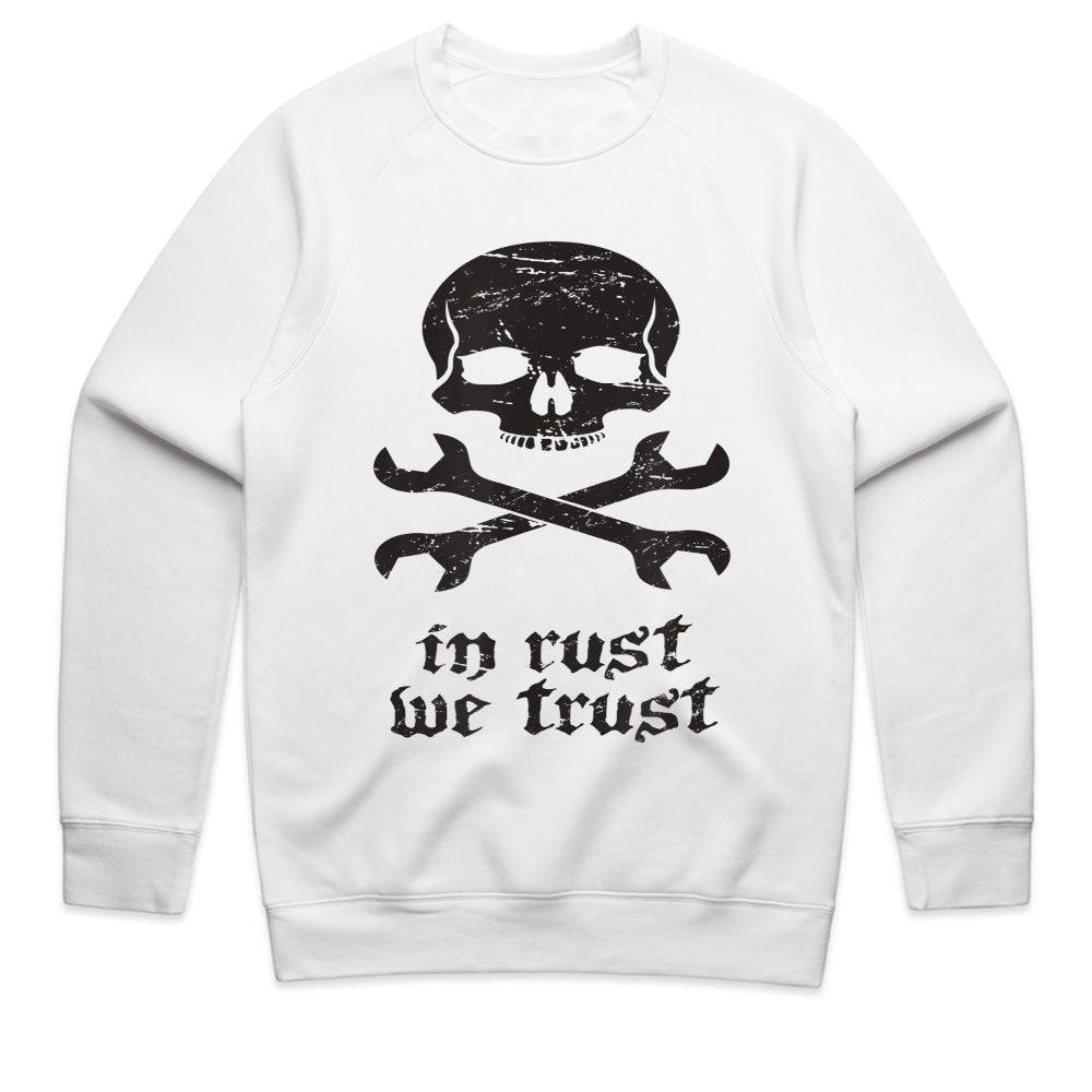 In Rust We Trust T-Shirt – Skull & Crossed Wrenches Mechanic Design