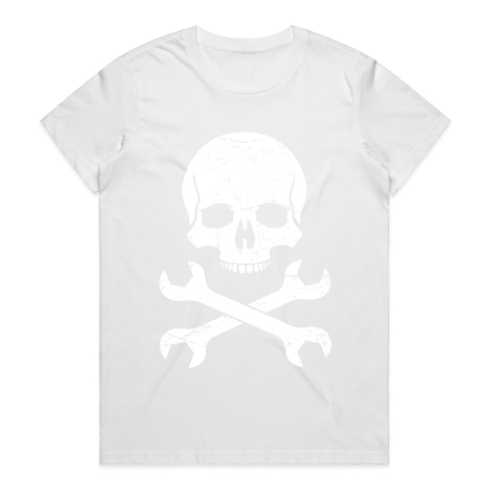 Skull & Crossed Wrenches T-Shirt – Vintage Mechanic & Rat Rod Enthusiast Tee