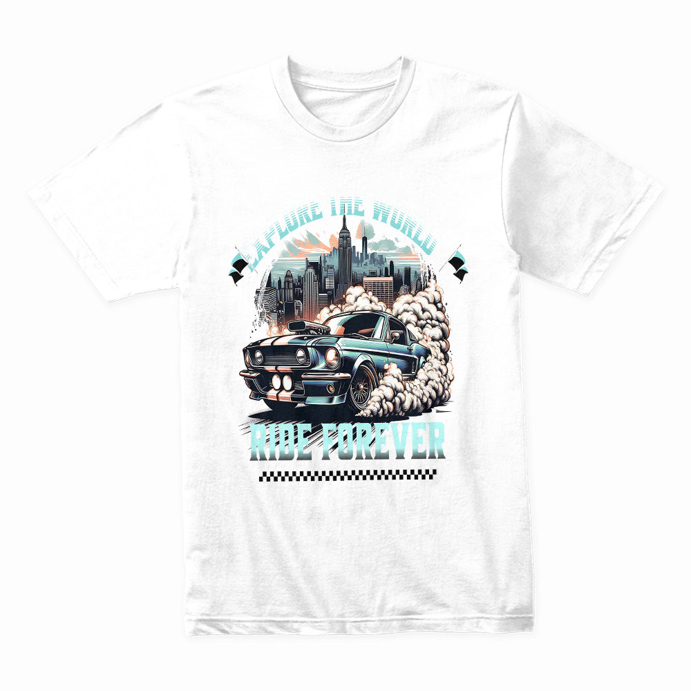 Ride Forever – Explore the World Muscle Car Tee