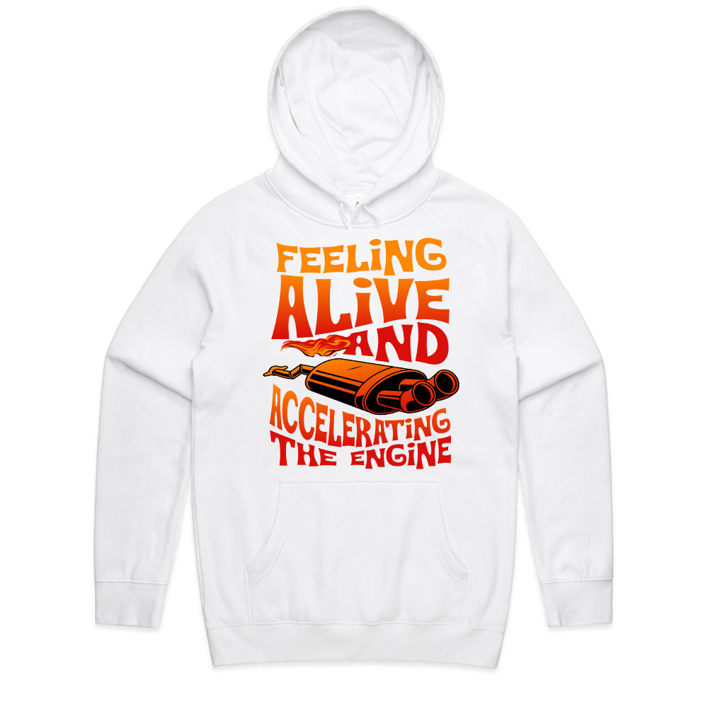 Feeling Alive & Accelerating T-Shirt – High-Speed Exhaust Flames Streetwear