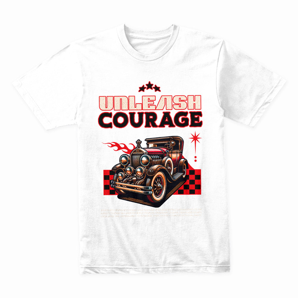 Unleash Courage – Retro Classic Car Racing T-Shirt