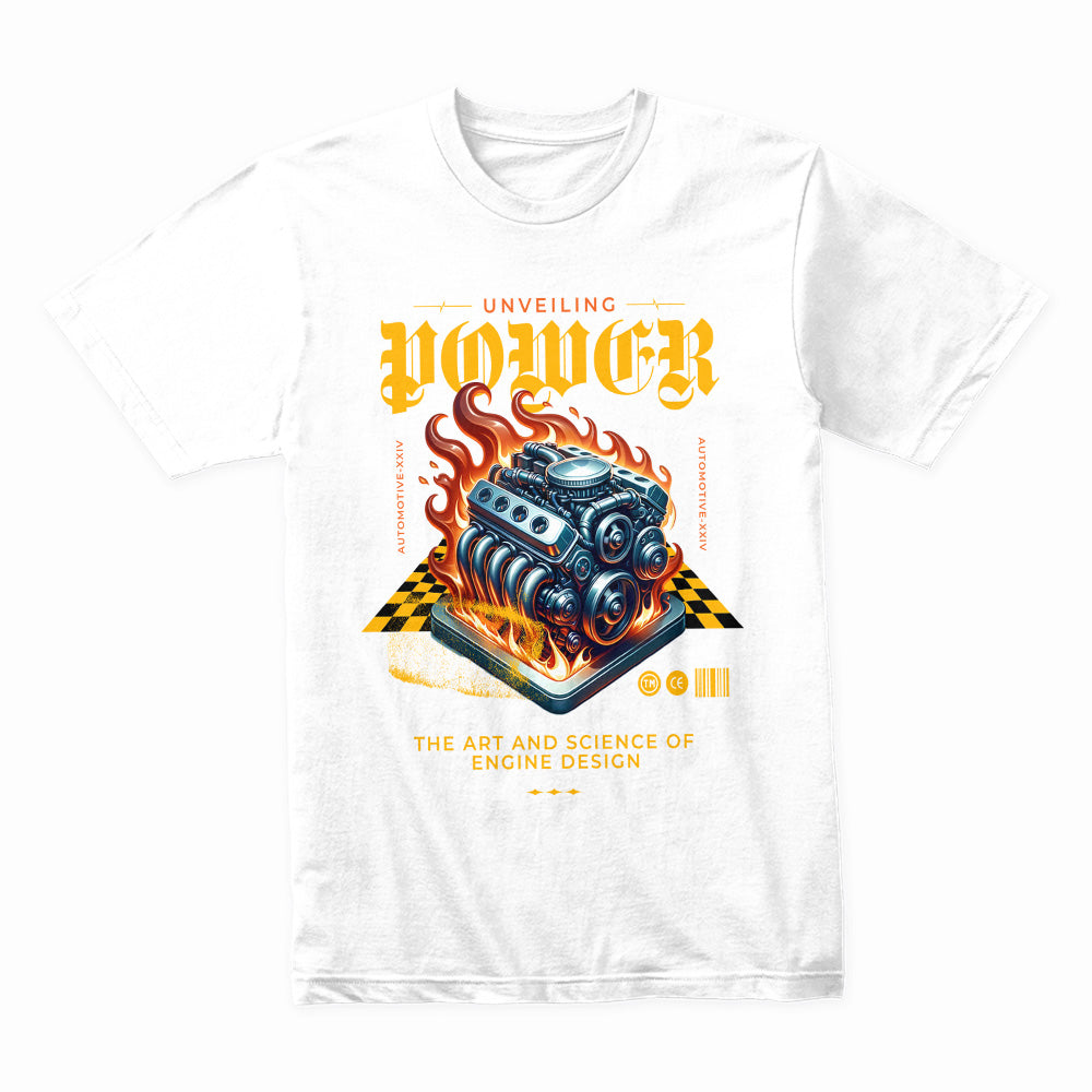 Unveiling Power – Fiery V8 Engine Performance T-Shirt