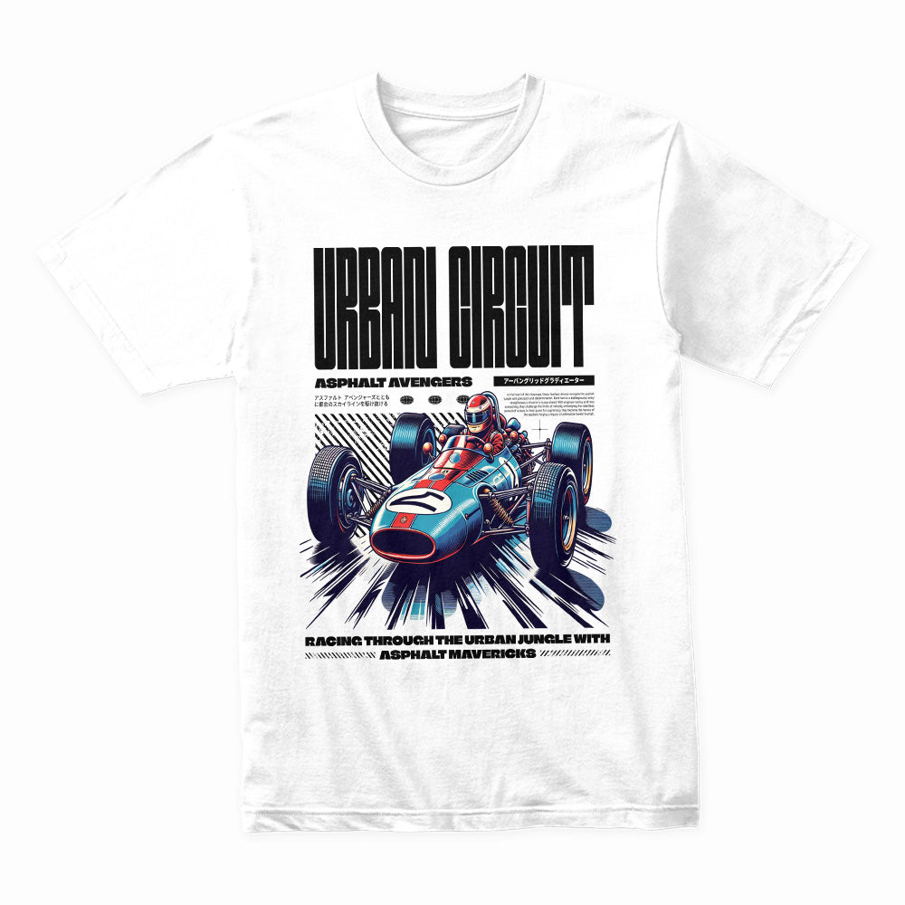 Urban Circuit Vintage Racer Graphic Tee – High-Speed Retro Racing Style