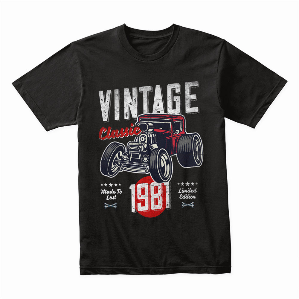 Vintage 1981 Classic Hot Rod T-Shirt – 40th Birthday Limited Edition Muscle Car Tee