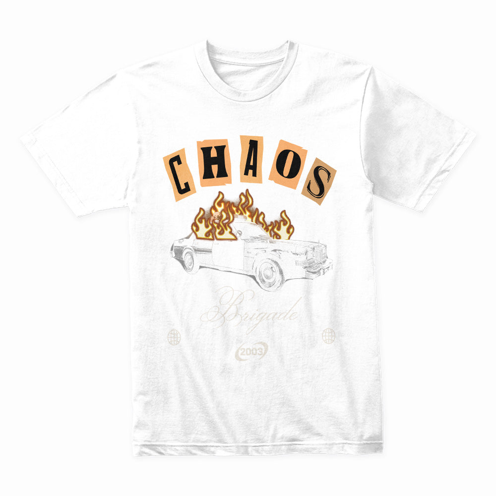Chaos Brigade Retro Police Car Graphic Tee – Rebellion Streetwear Aesthetic