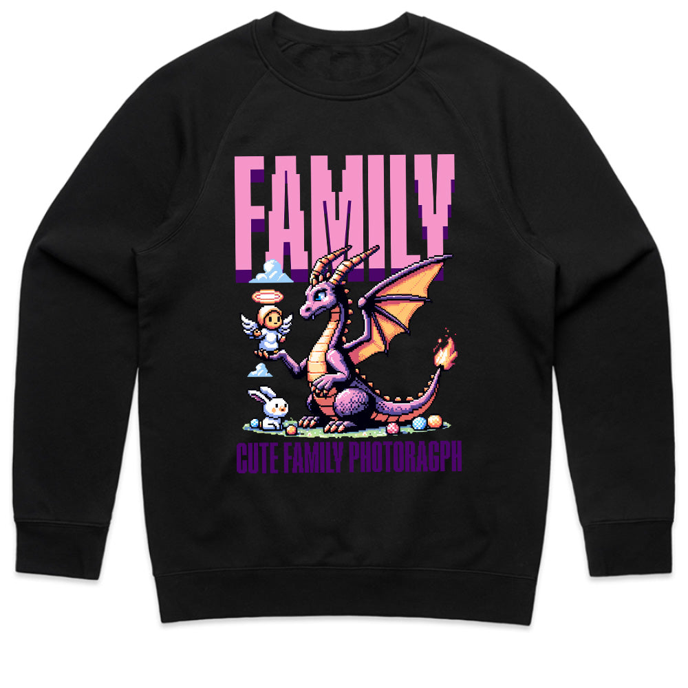 Pixel Art Family Dragon T-Shirt – Cute Retro Gaming Fantasy