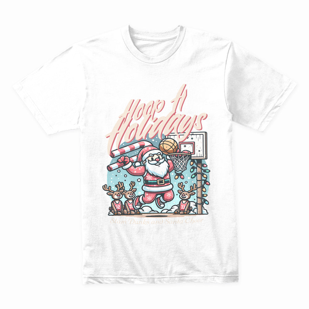 Hoop A Holidays Basketball Santa Tee – Fun Christmas Sports Shirt