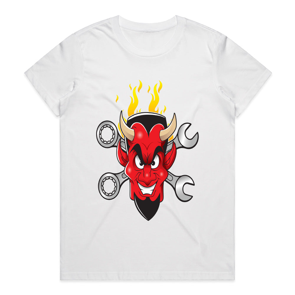 Hot Rod Devil – Wrenches & Flames" Mechanic & Car Enthusiast T-Shirt