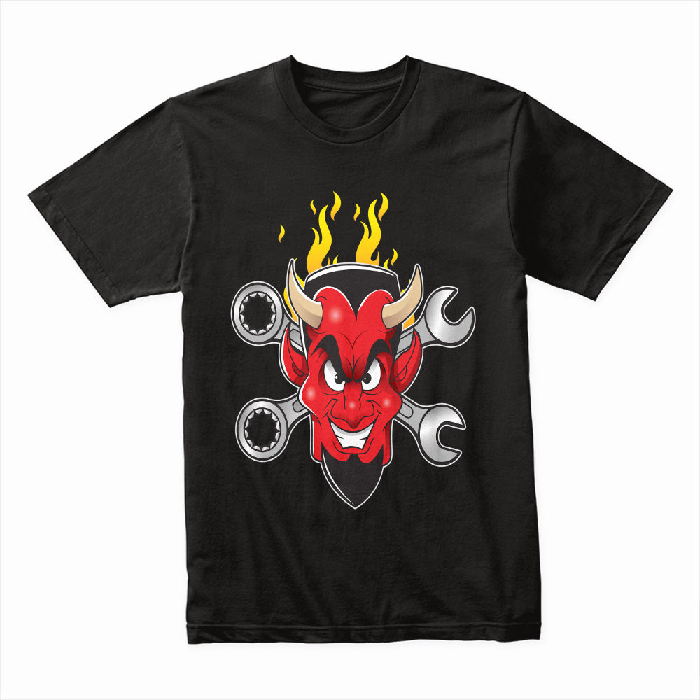 Hot Rod Devil – Wrenches & Flames" Mechanic & Car Enthusiast T-Shirt