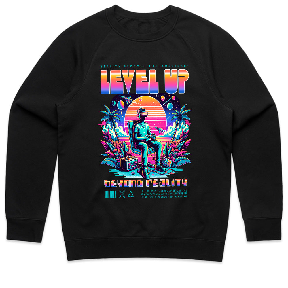 Level Up VR T-Shirt – Neon Cyberpunk Gaming Aesthetic