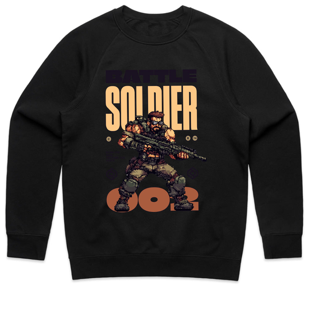 Battle Soldier T-Shirt – Retro Pixel Art Military Warrior