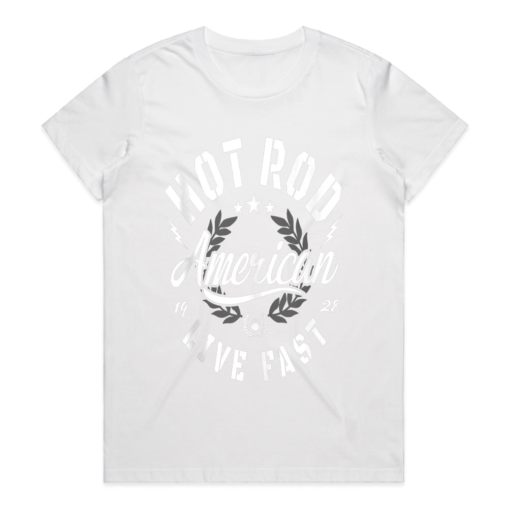Hot Rod American – Live Fast Vintage Racing Tee