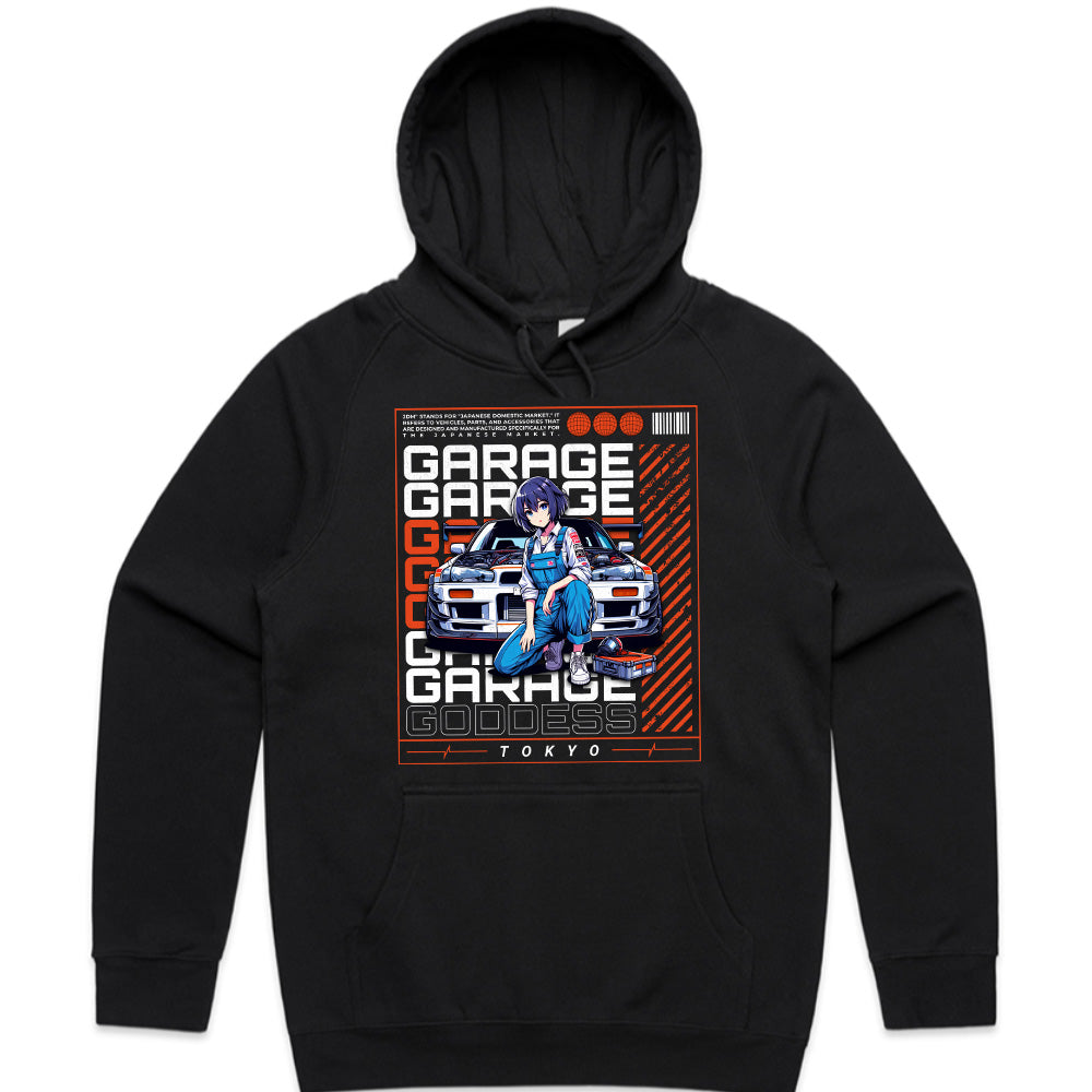 Garage Goddess" JDM Anime T-Shirt – Tokyo Car Culture & Tuning Aesthetic
