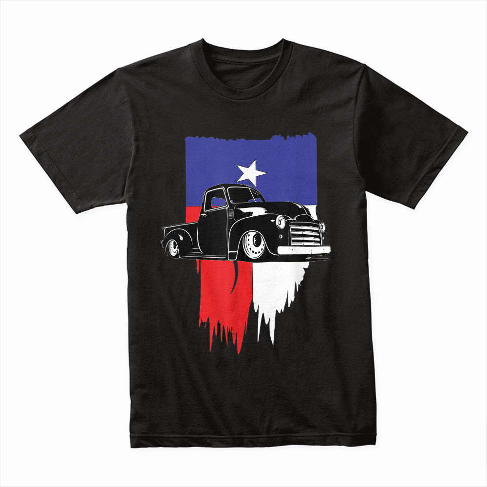Texas Pride Vintage Truck T-Shirt – Classic Hot Rod & Lone Star Flag Design