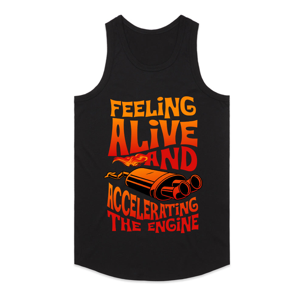 Feeling Alive & Accelerating T-Shirt – High-Speed Exhaust Flames Streetwear