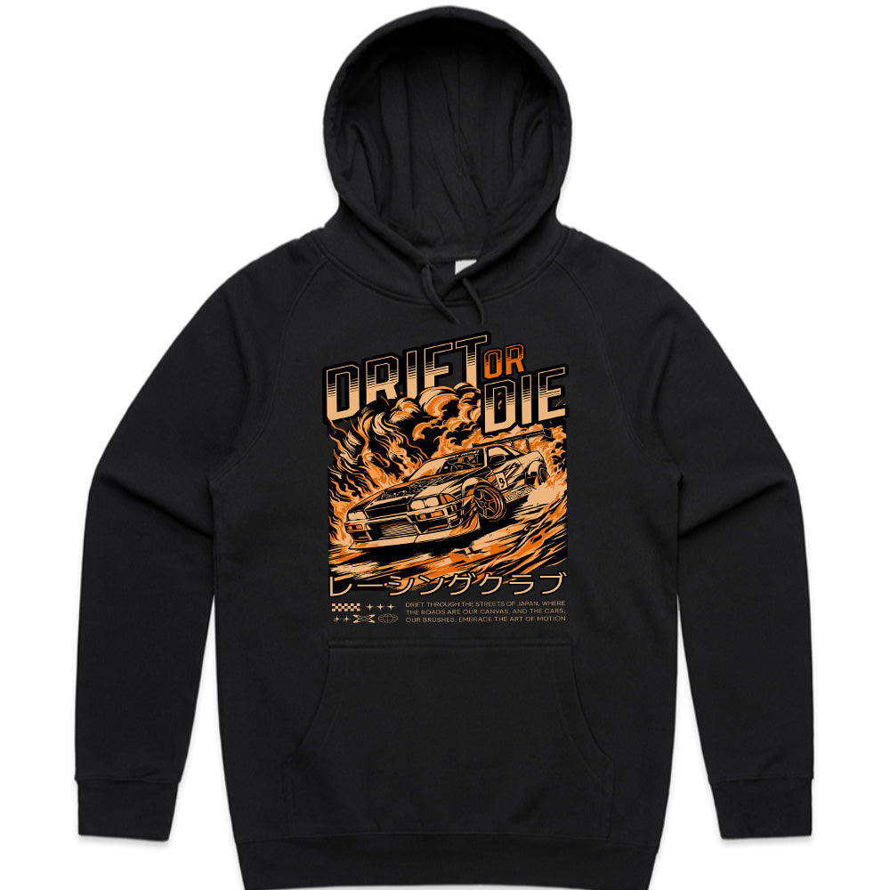 Drift or Die T-Shirt – Japanese Street Racing Fire Edition