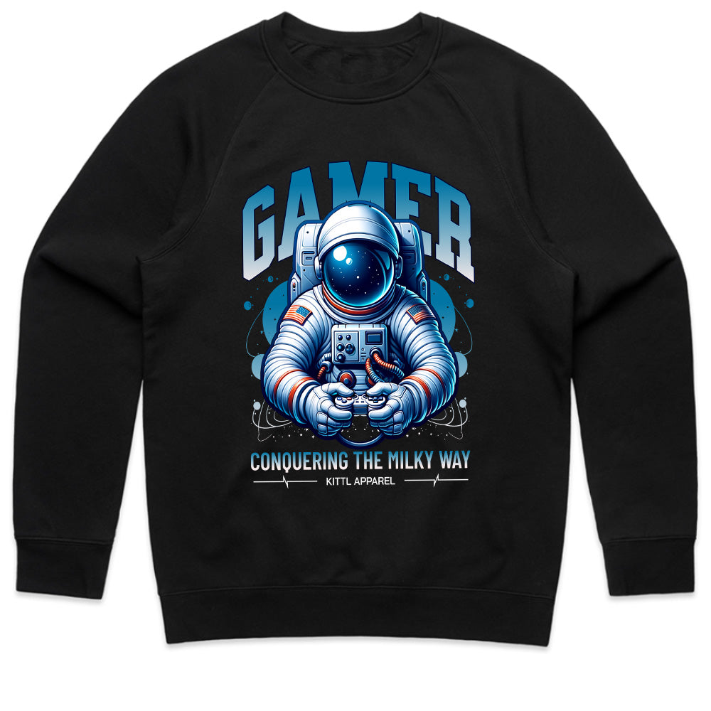 Astronaut Gamer T-Shirt – "Conquering the Milky Way" Space Gaming Tee