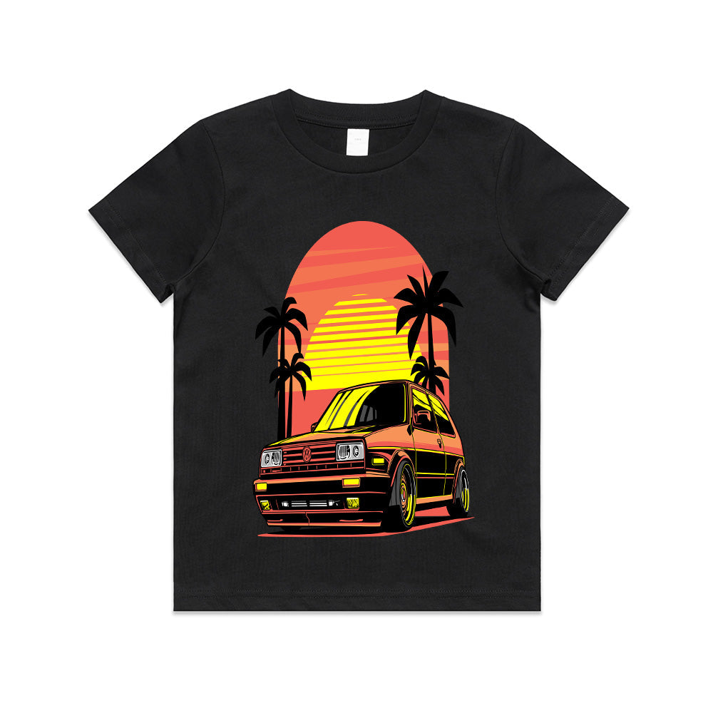 Retro Sunset VW Golf GTI Tee – Classic 80s Vibes