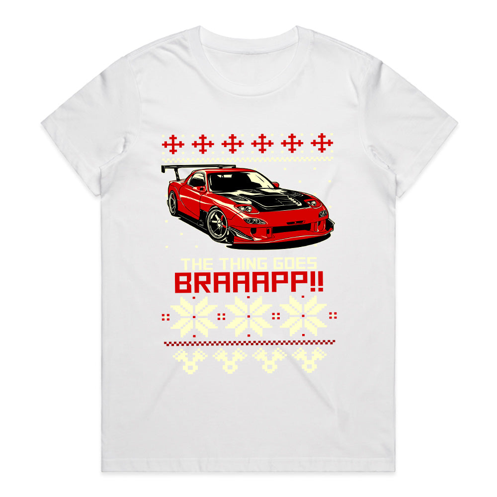 The Thing Goes BRAAAP!! – RX-7 Rotary Ugly Christmas Sweater T-Shirt
