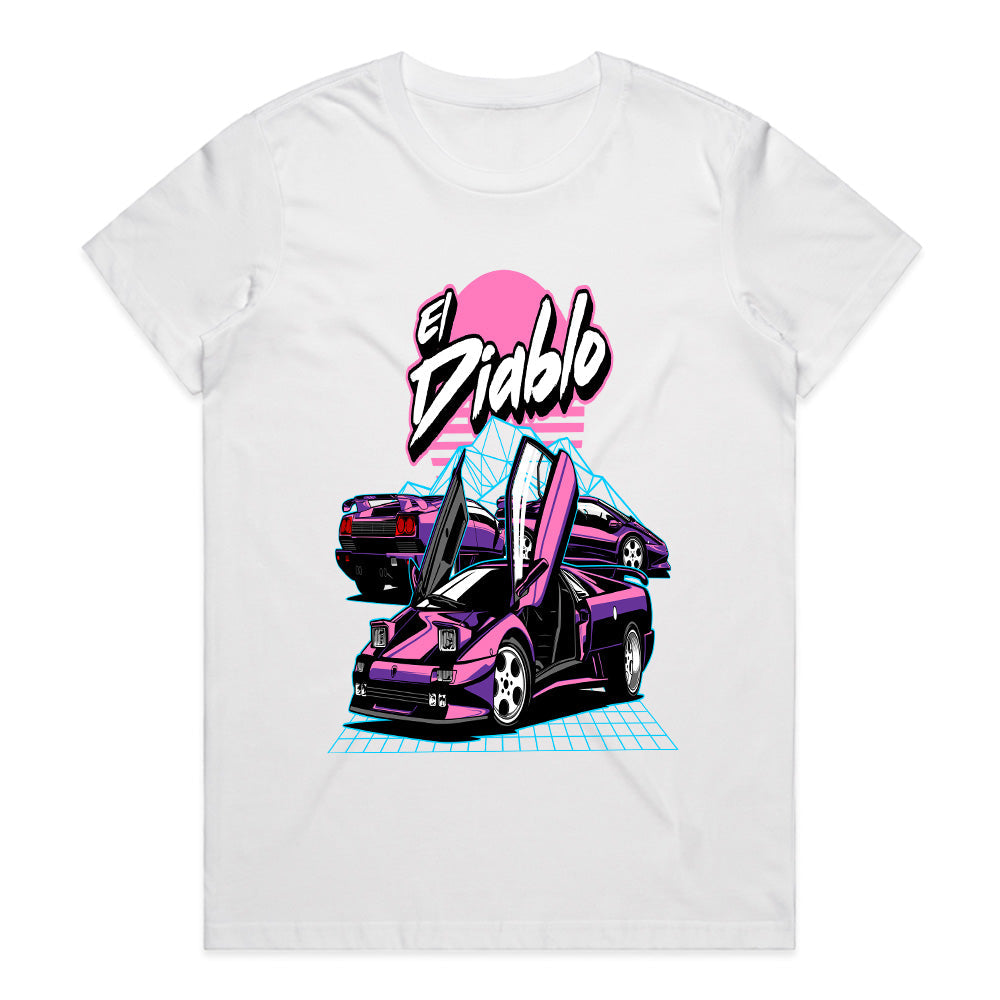 El Diablo Retro Supercar T-Shirt – 90s Neon Vibes & Exotic Speed