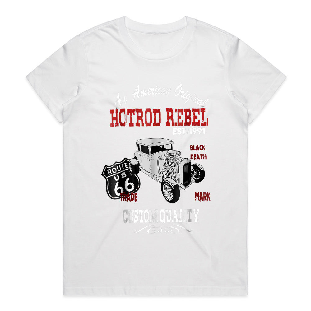 Hotrod Rebel Route 66 T-Shirt – Vintage Custom Quality American Classic Car Tee