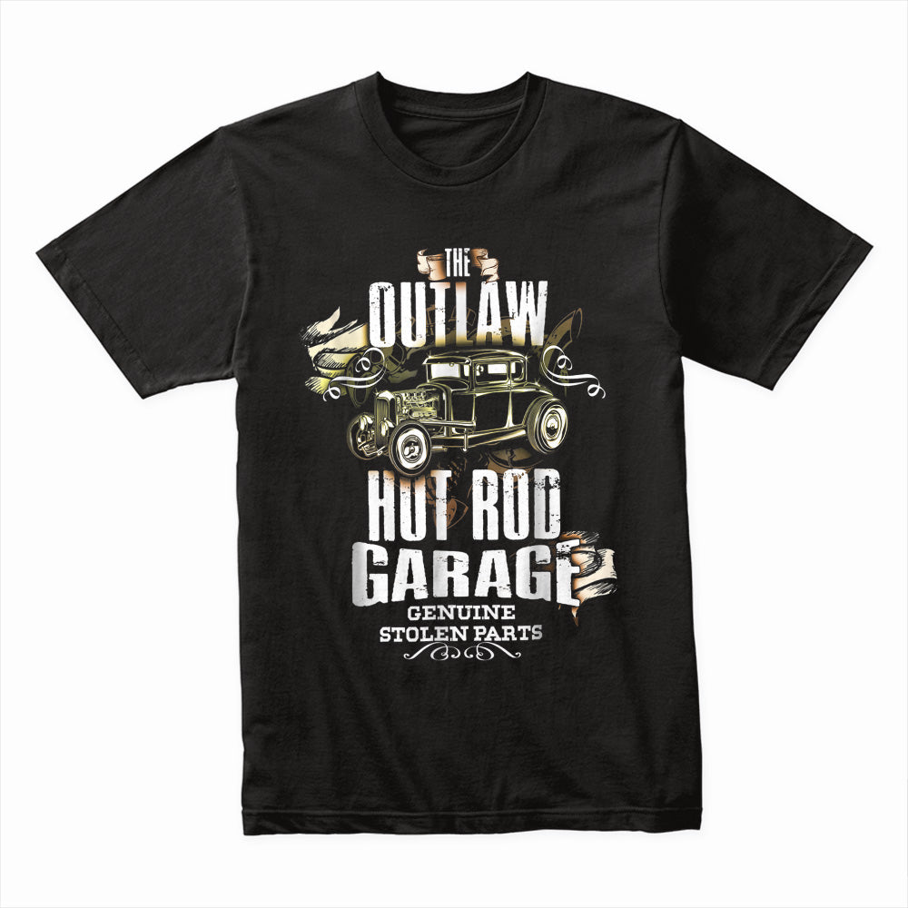 Outlaw Hot Rod Garage T-Shirt – Vintage Custom Car Tee for Gearheads & Auto Enthusiasts