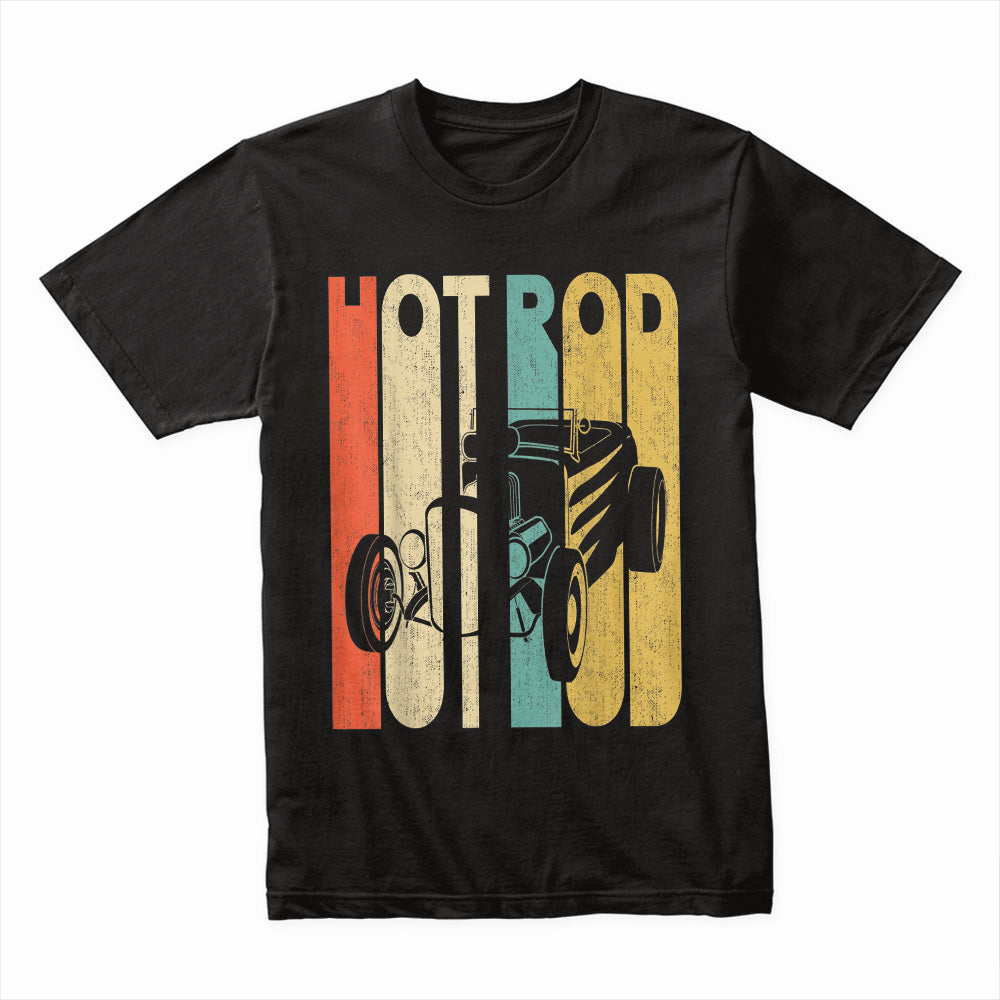 Vintage Retro Hot Rod Silhouette T-Shirt – Classic Car Design with Bold Colors