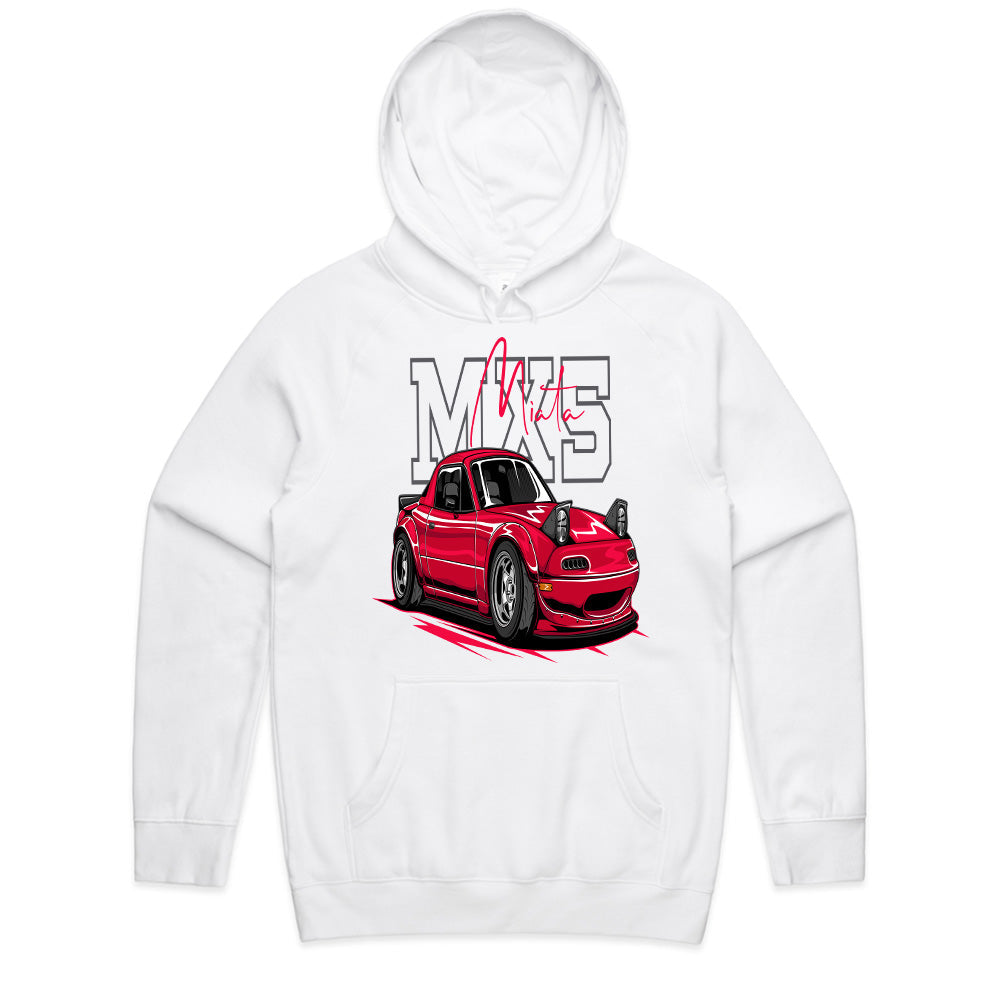 "White Mazda MX-5 Miata JDM Car Graphic T-Shirt – Classic NA Roadster Design"