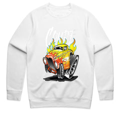 Flaming Coupe Hot Rod Sweatshirt" – Vintage Gasser Style