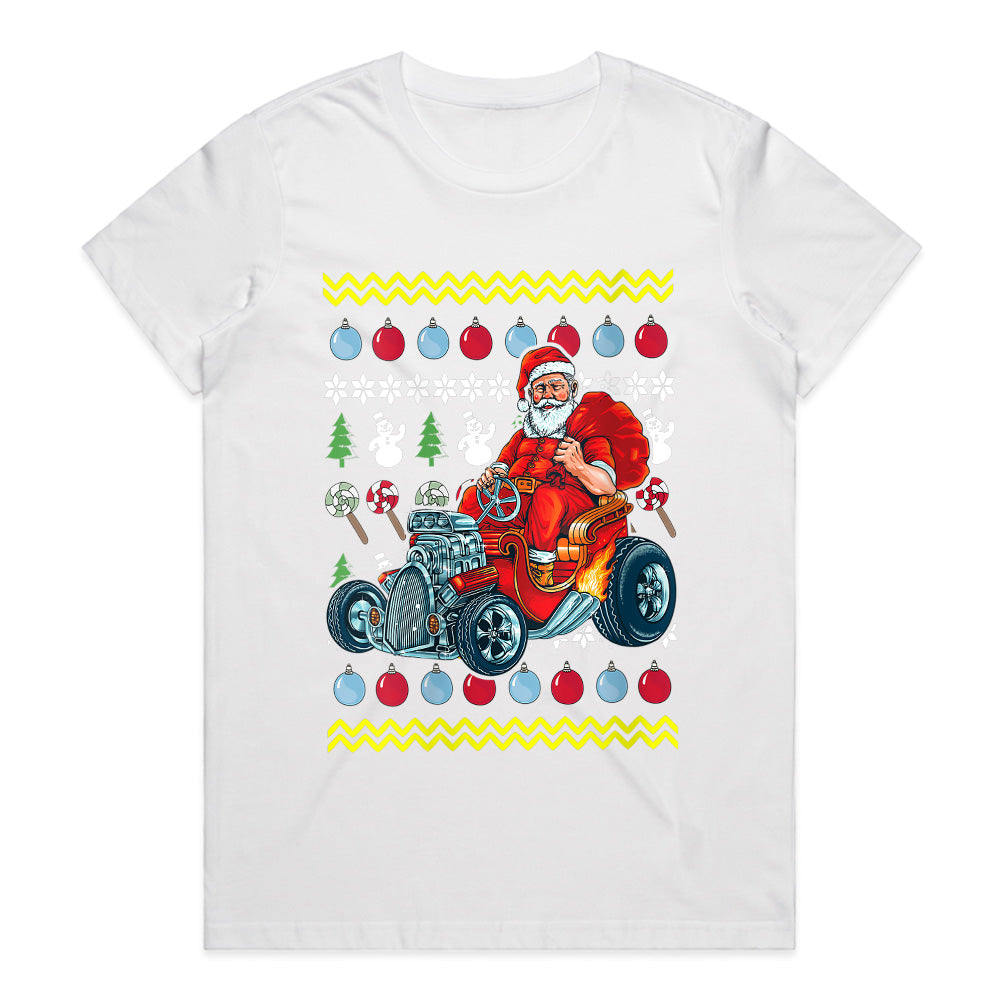 Santa’s Hot Rod Ugly Christmas Sweatshirt" – Vintage Holiday Car Enthusiast Gift