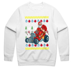 Santa’s Hot Rod Ugly Christmas Sweatshirt" – Vintage Holiday Car Enthusiast Gift