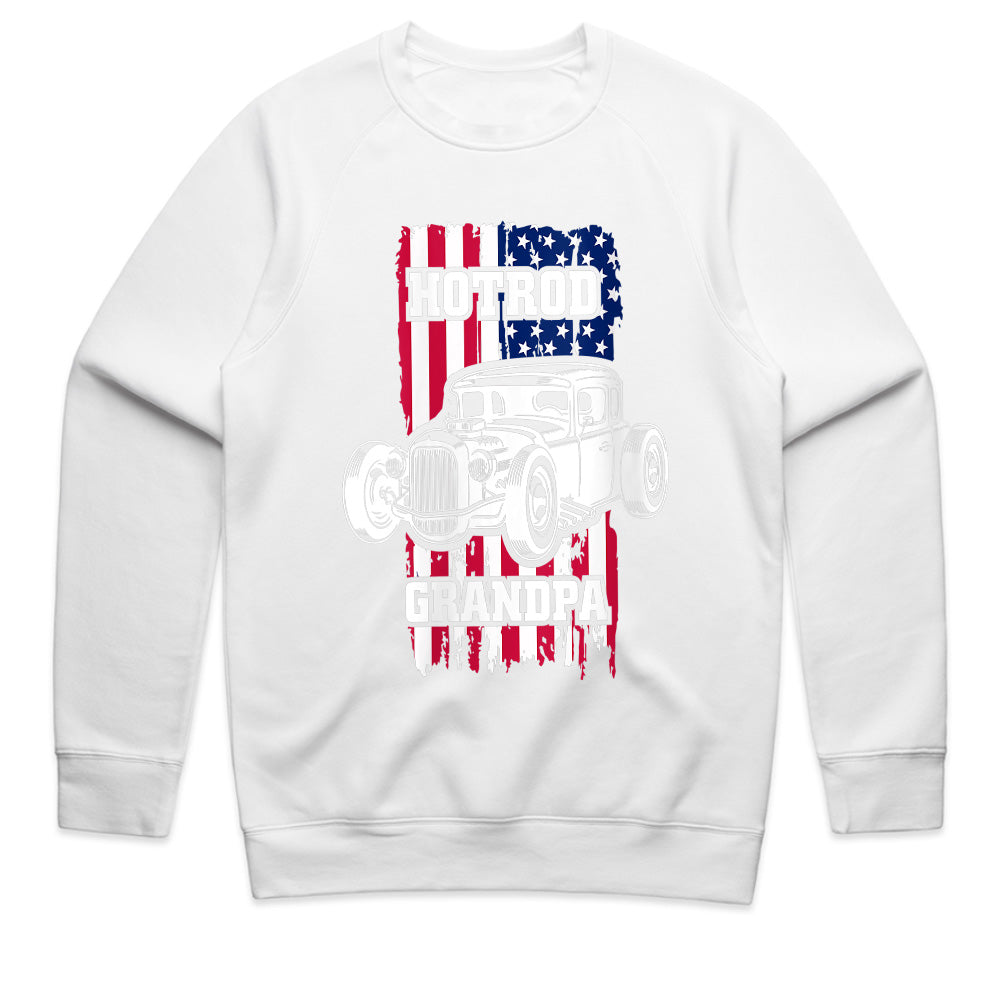 Hot Rod Grandpa American Flag Sweatshirt – Classic Car Enthusiast Gift 🇺🇸