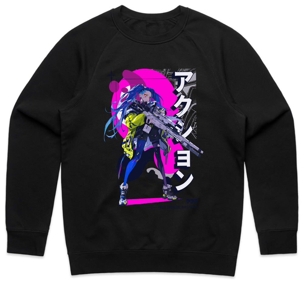 Cyberpunk Anime Sniper T-Shirt – Action Mode Activated