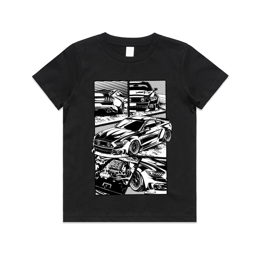 Mustang Power – Comic-Style Muscle Car T-Shirt