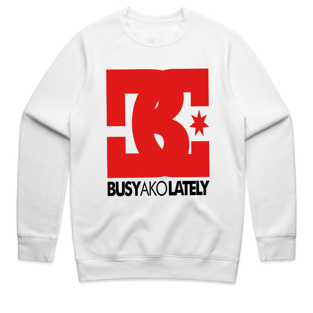 Busy Ako Lately" Graphic T-Shirt – Bold Red Logo Design