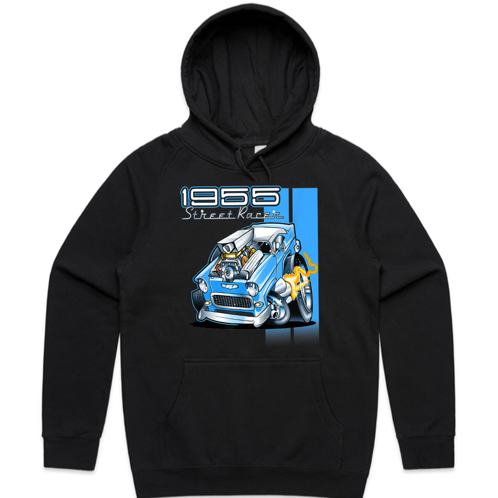1955 Hot Rod Street Racer T-Shirt – Vintage 50s Cartoon Muscle Car Tee