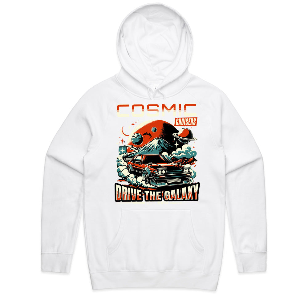 Cosmic Cruisers T-Shirt – Retro Futuristic JDM Car & Space Adventure Tee