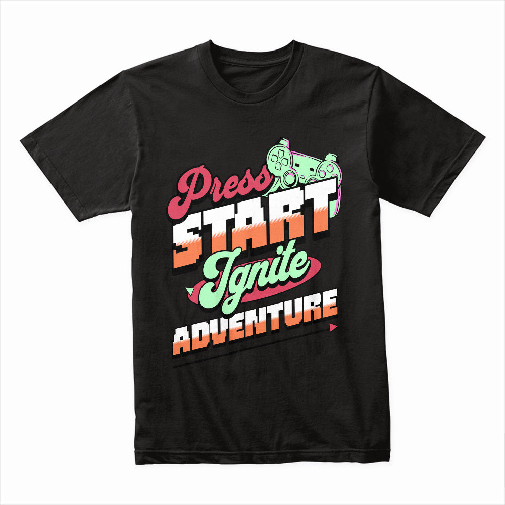Press Start - Ignite Adventure Retro Gaming T-Shirt