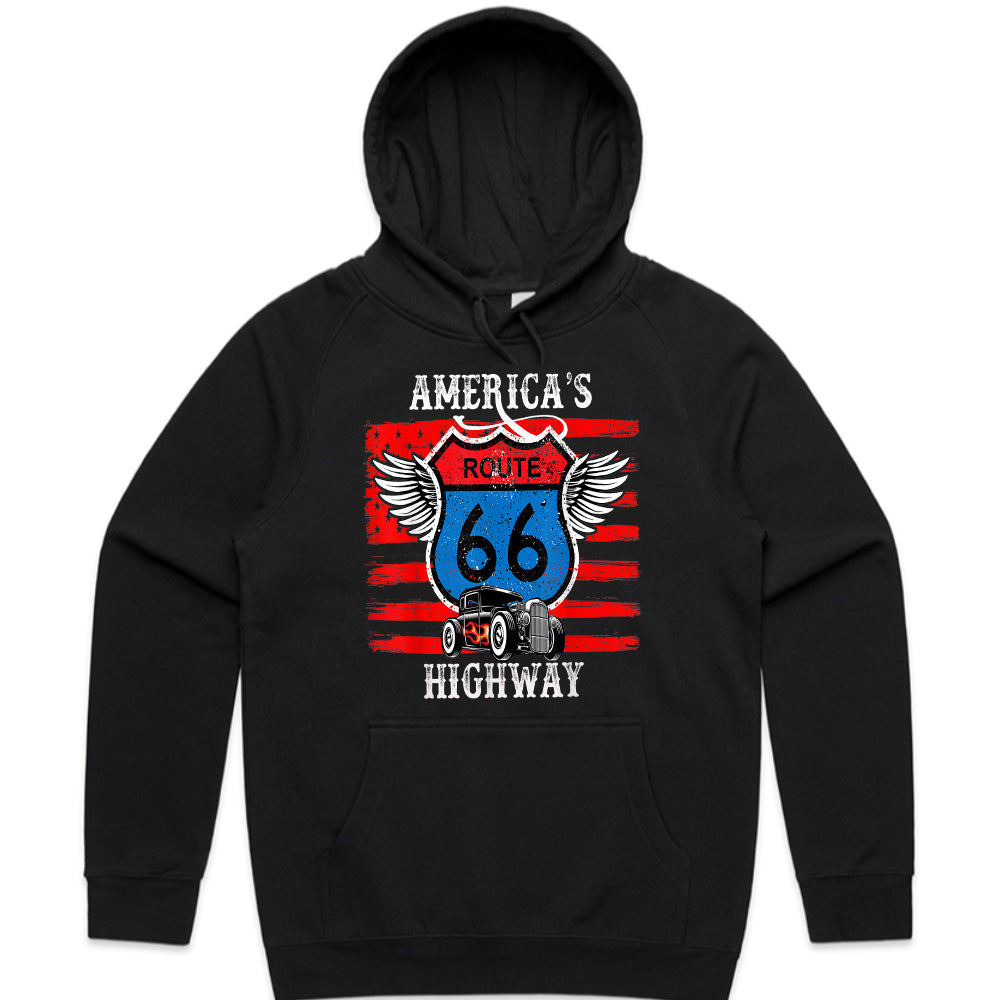 America’s Highway Route 66 Hot Rod T-Shirt – Vintage Retro Car Tee