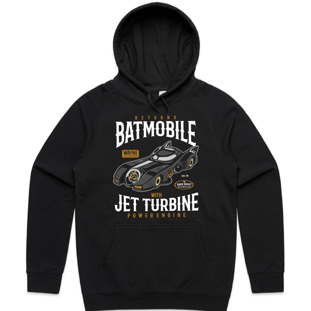 Batmobile Returns T-Shirt – Jet Turbine Power & Dark Knight Style!