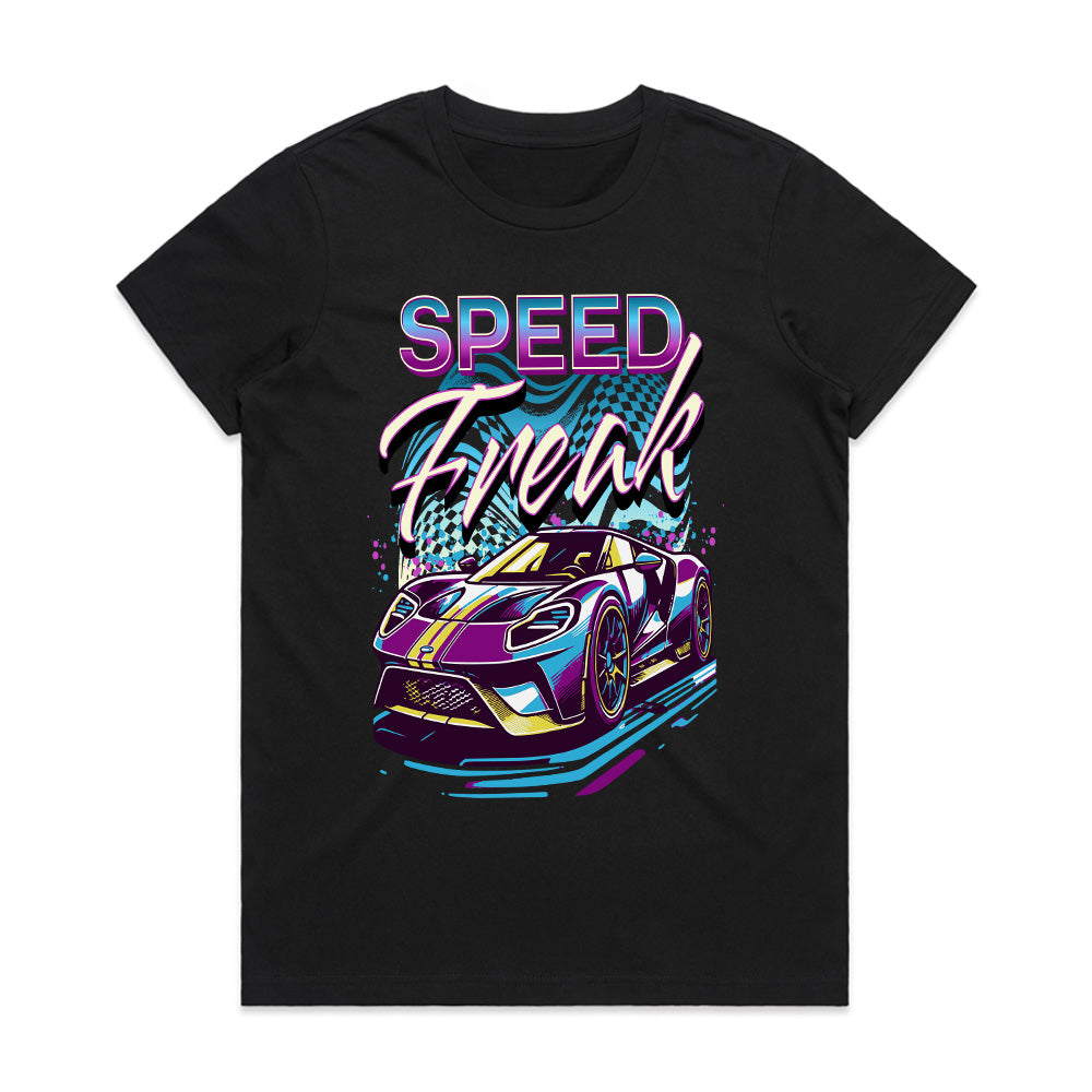 "Speed Freak" Neon Street Racing Sports Car T-Shirt – Futuristic Turbocharged Racer Tee