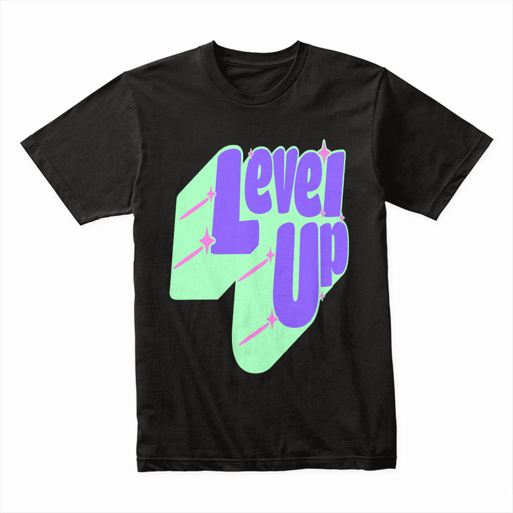 Level Up - Retro Neon Gamer Aesthetic T-Shirt