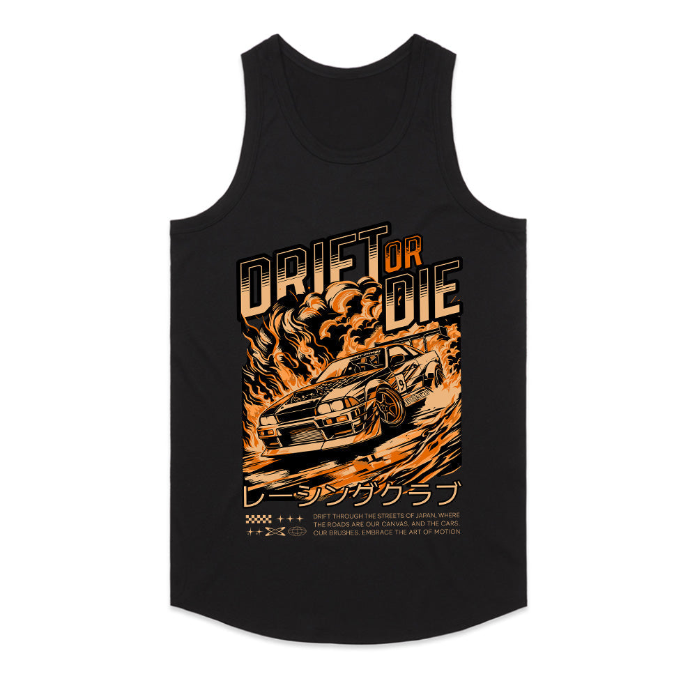 Drift or Die T-Shirt – Japanese Street Racing Fire Edition