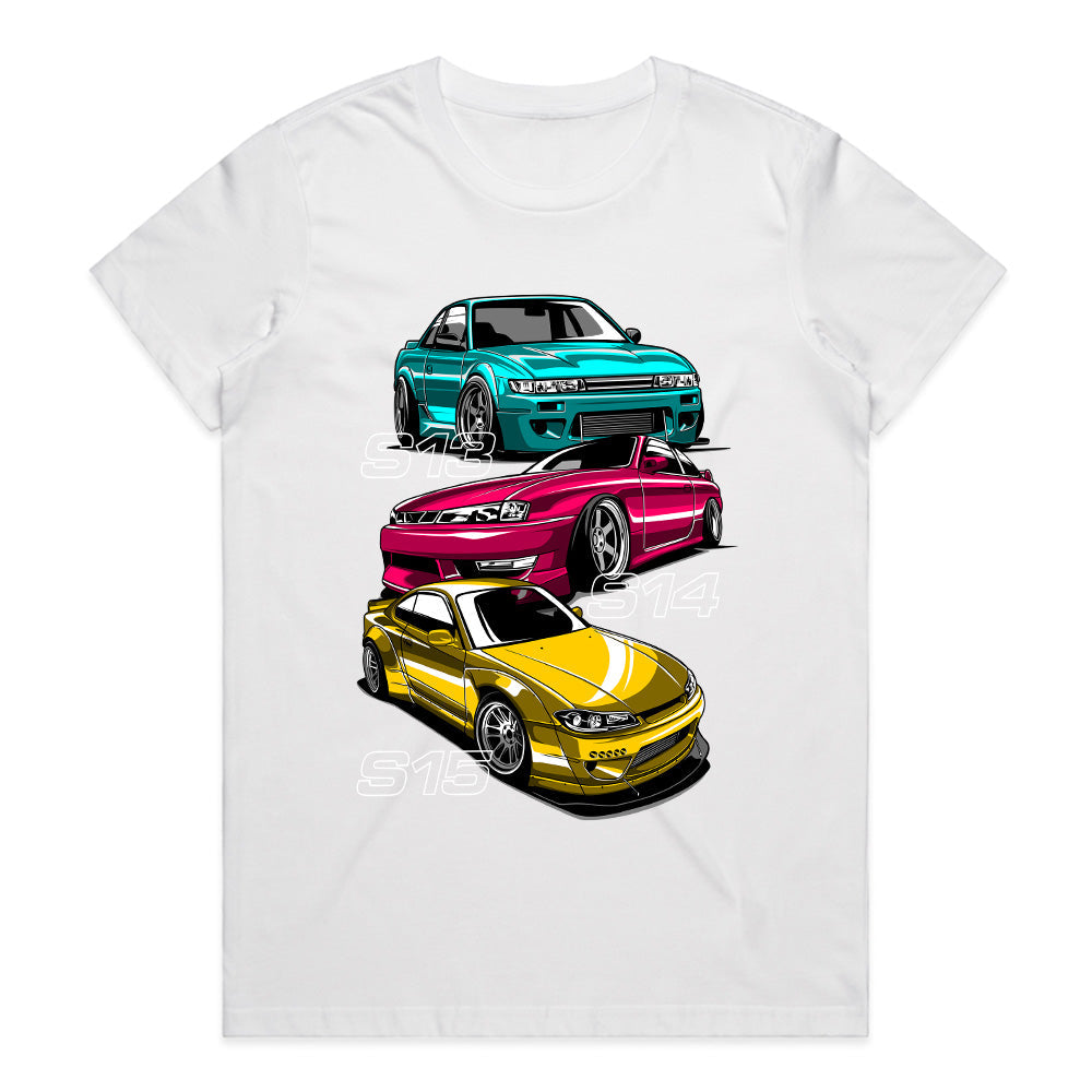 JDM Legends Nissan S-Chassis T-Shirt – S13, S14, S15 Silvia Drift Icons
