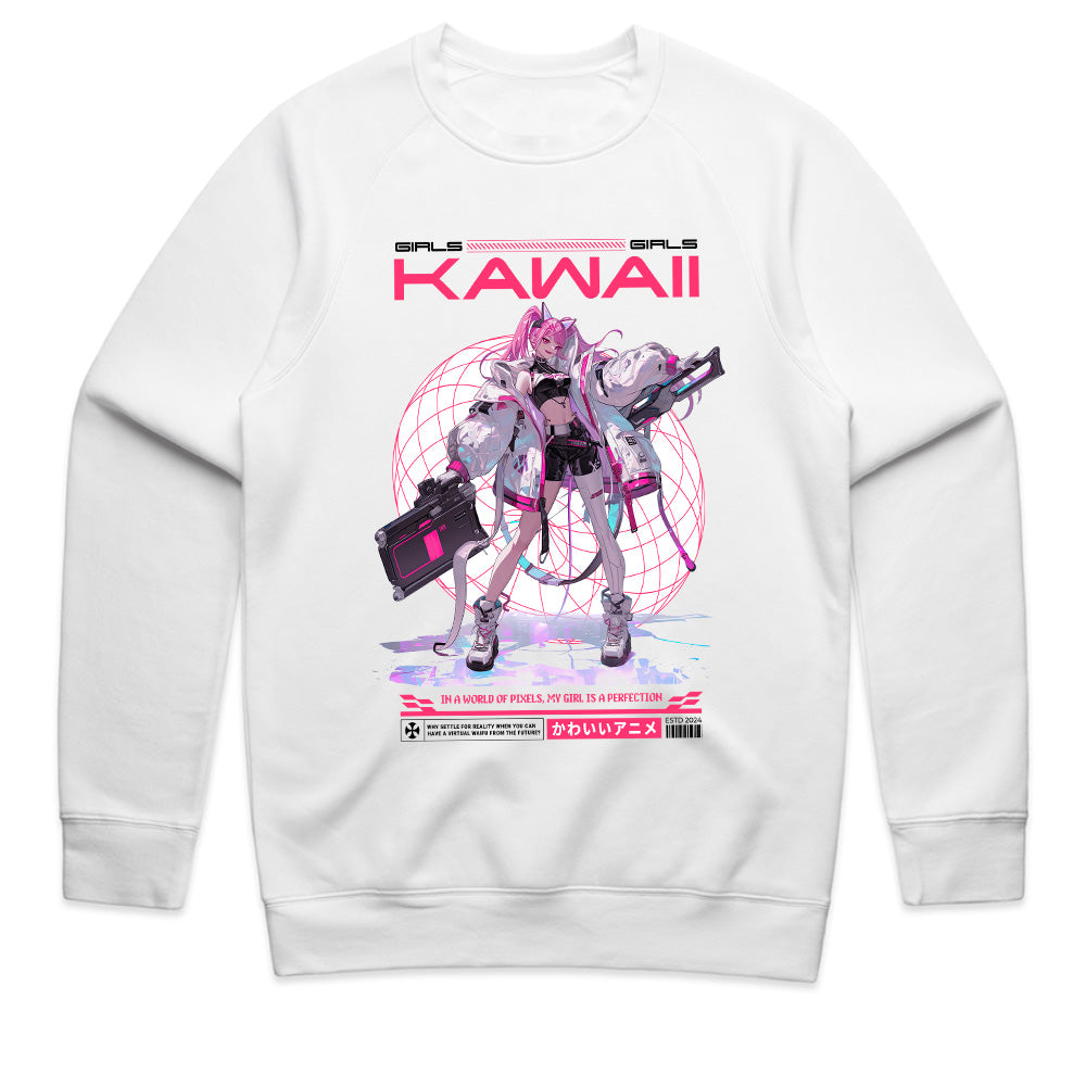 Kawaii Cyberpunk Warrior T-Shirt – Futuristic Anime Girl Aesthetic