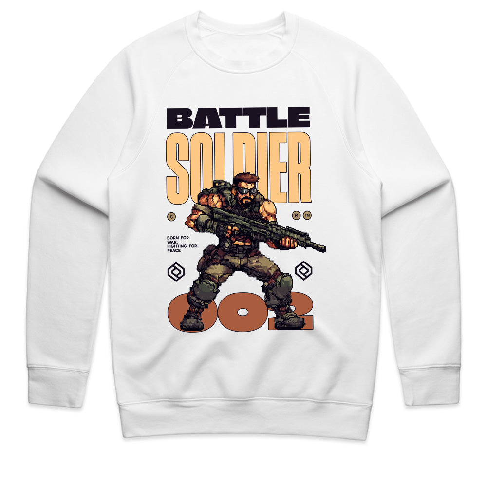 Battle Soldier T-Shirt – Retro Pixel Art Military Warrior