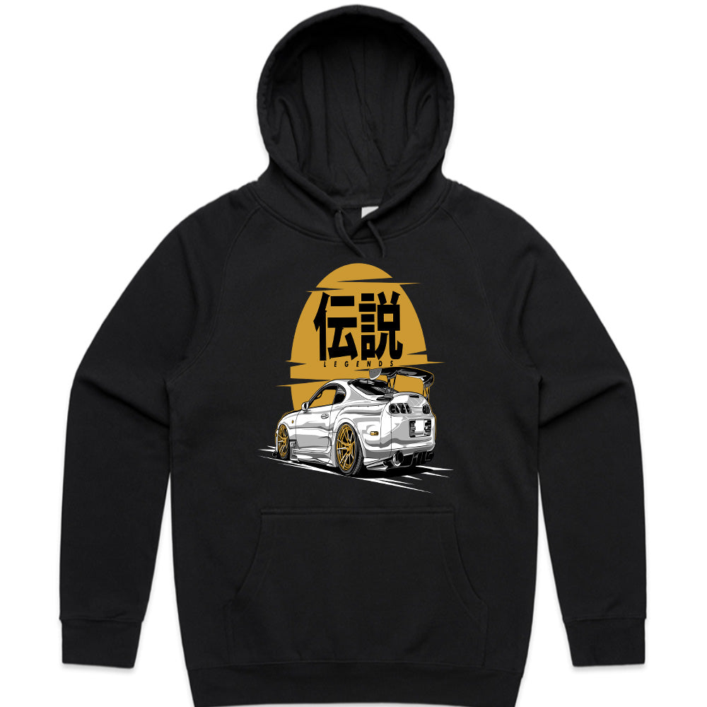 Toyota Supra MK4 "Legends" JDM T-Shirt – White Supra with Gold Accents