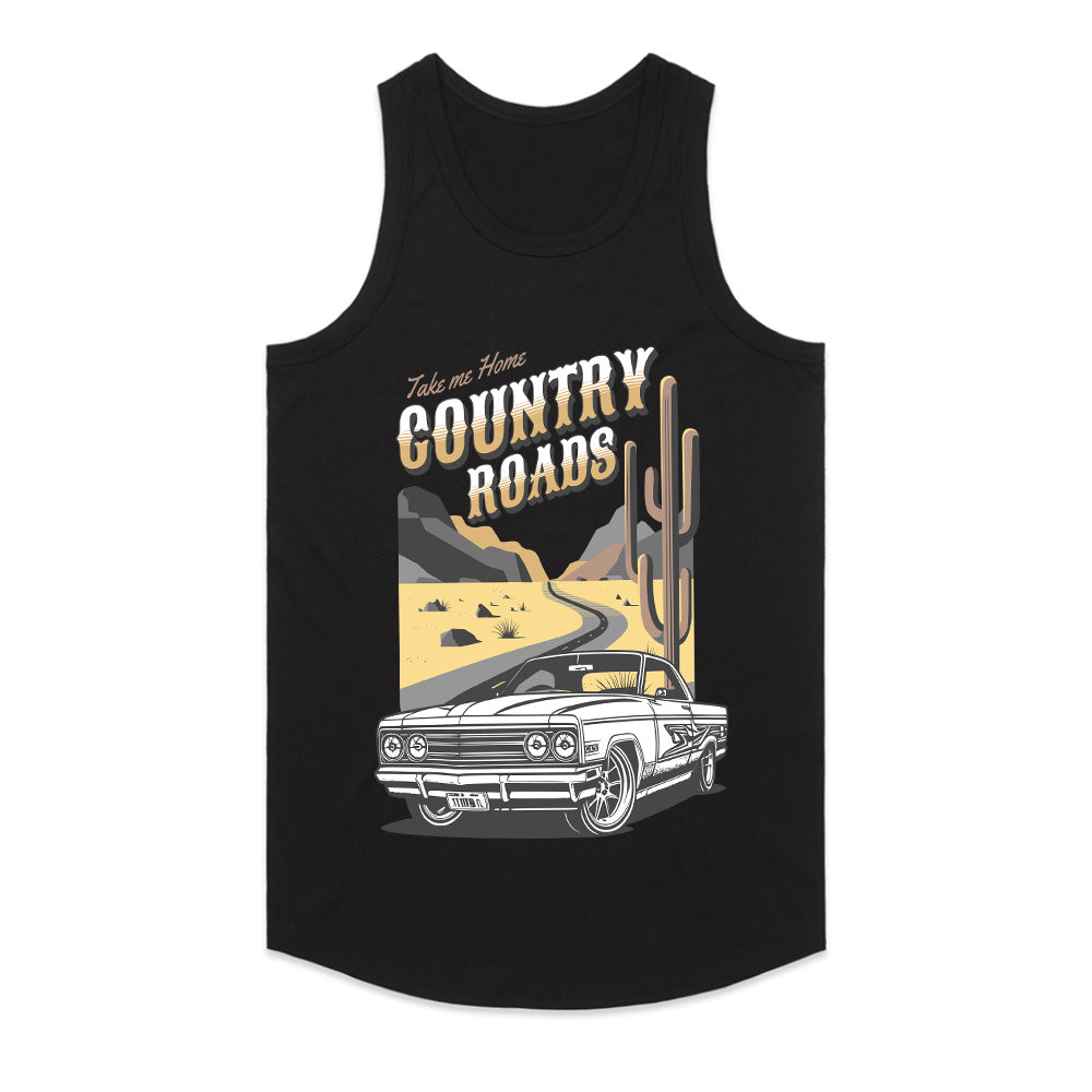 Country Roads T-Shirt – Classic Muscle Car & Desert Road Trip Tee