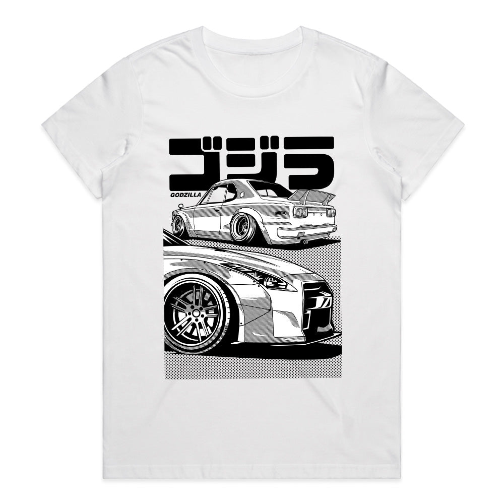Godzilla Legends" JDM Skyline GT-R T-Shirt – Classic & Modern Duo