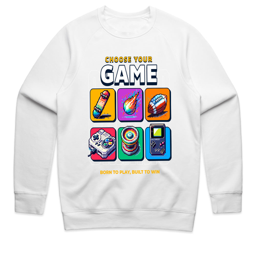 Choose Your Game T-Shirt – Retro Pixel Sports & Gaming Icons